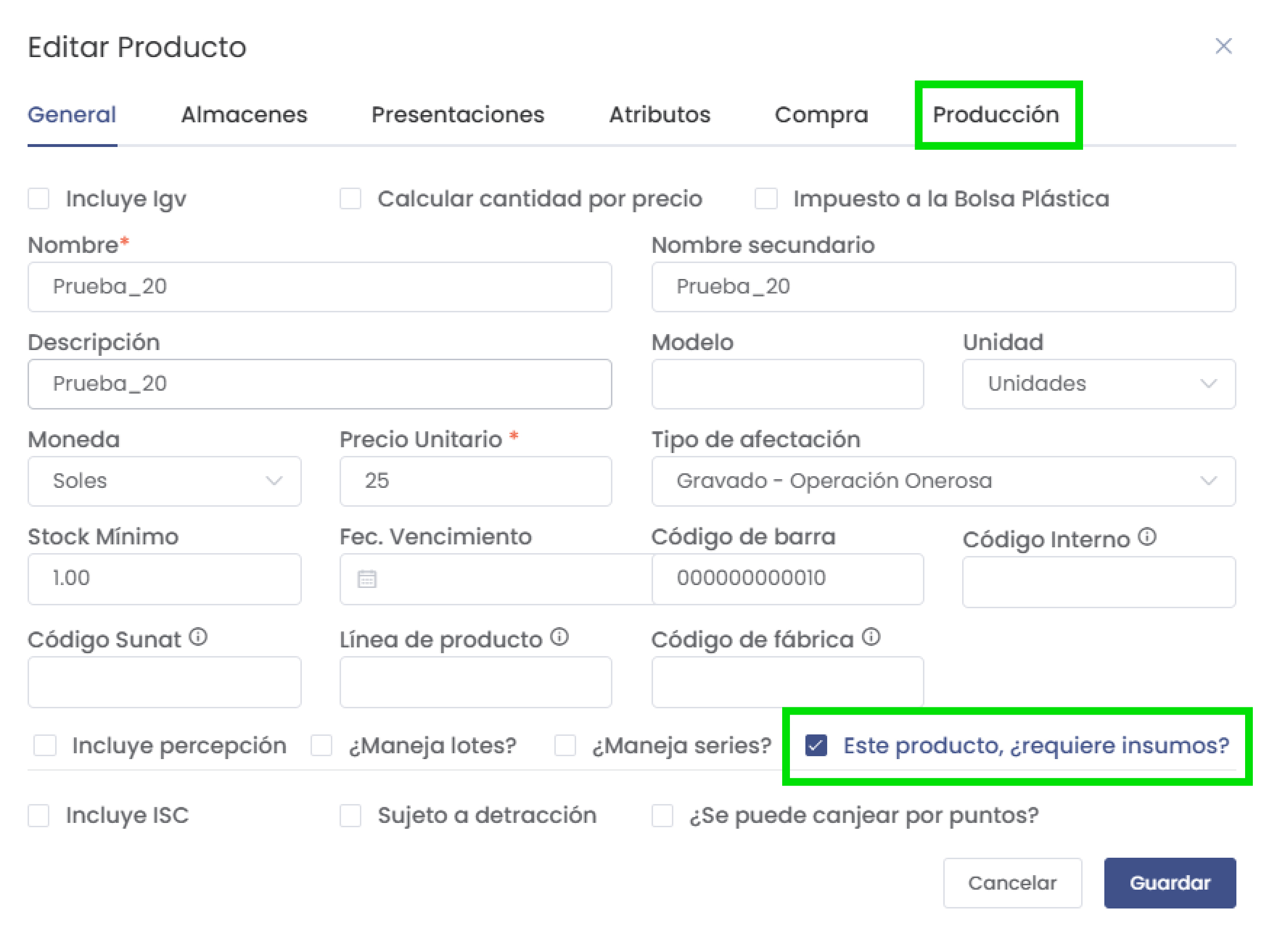 Editar Producto