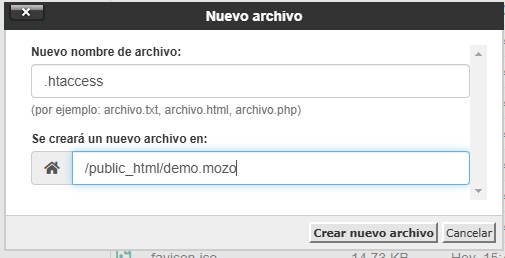Crear htaccess