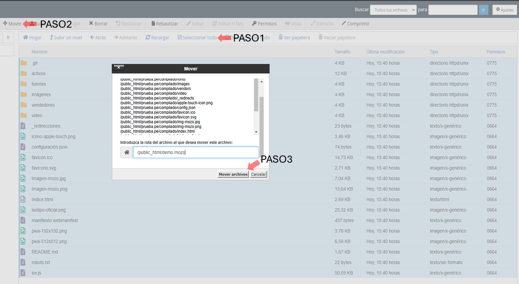 Mover archivos