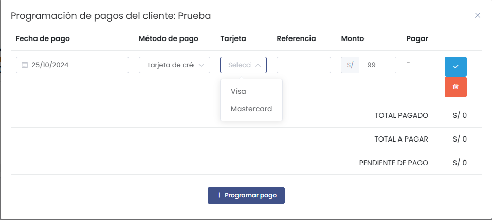 Seleccionar Tarjeta