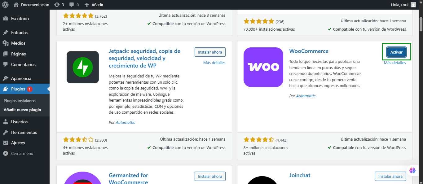 Activar plugin