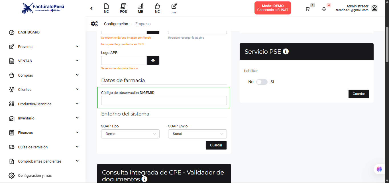 Codigo DIGEMID