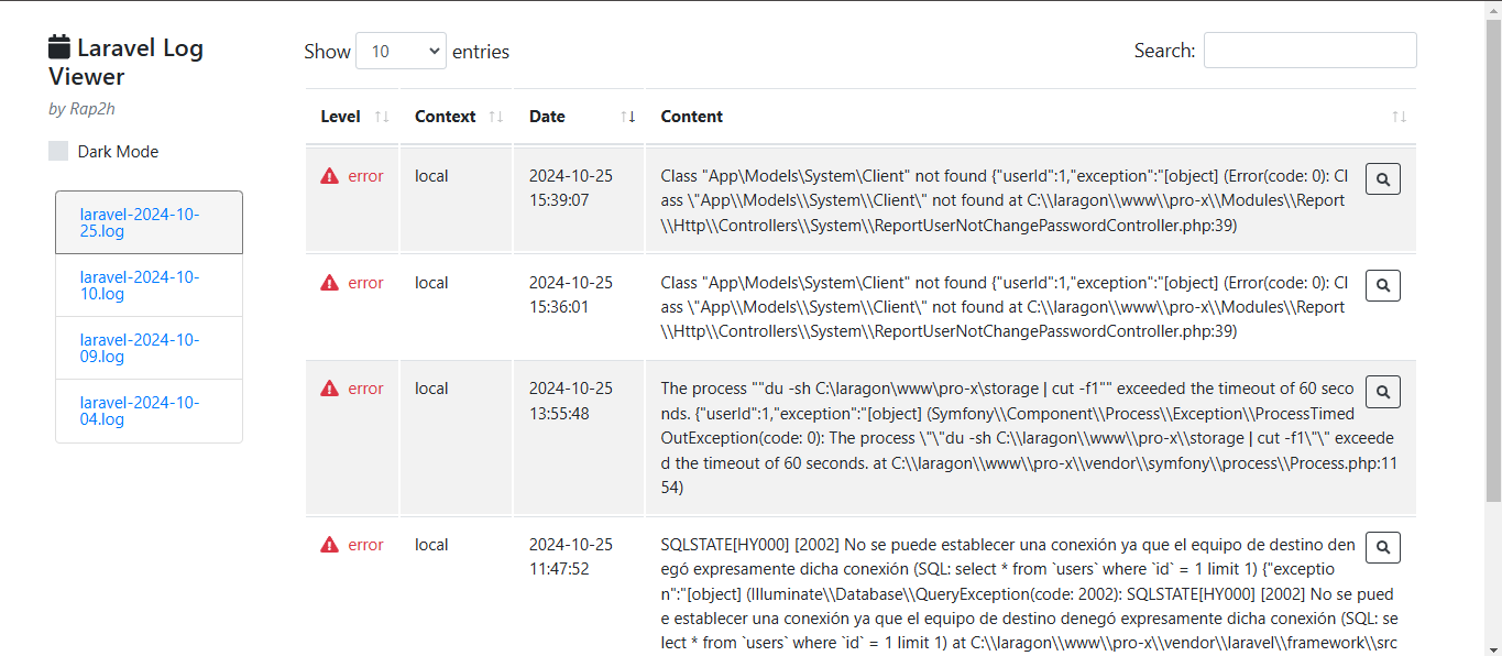 Laravel Log Viewer