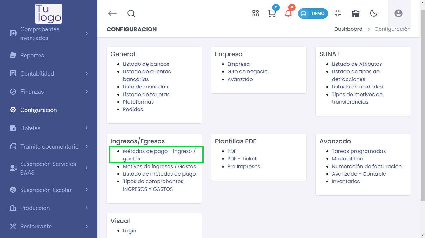 Métodos de Pago