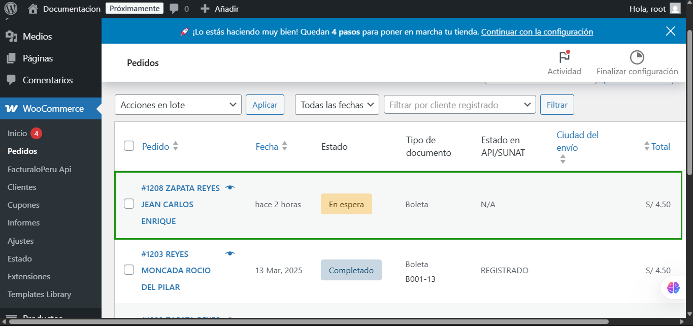 vista pedidos