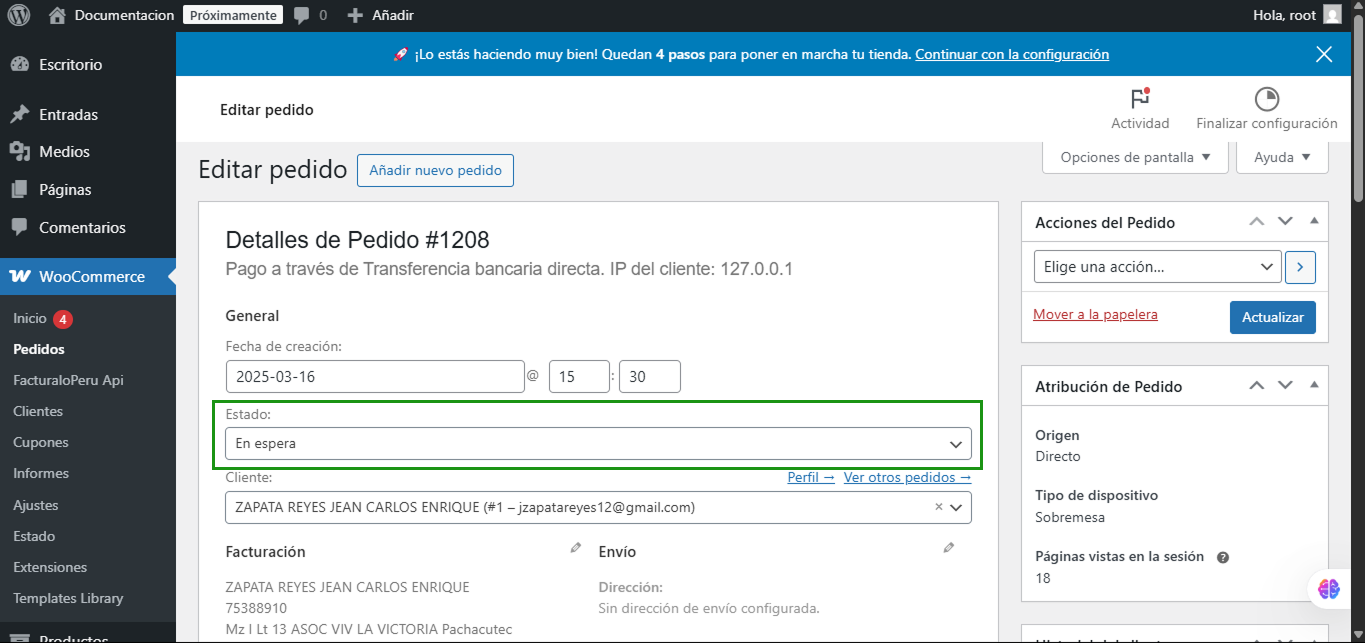 Vista de Pedidos