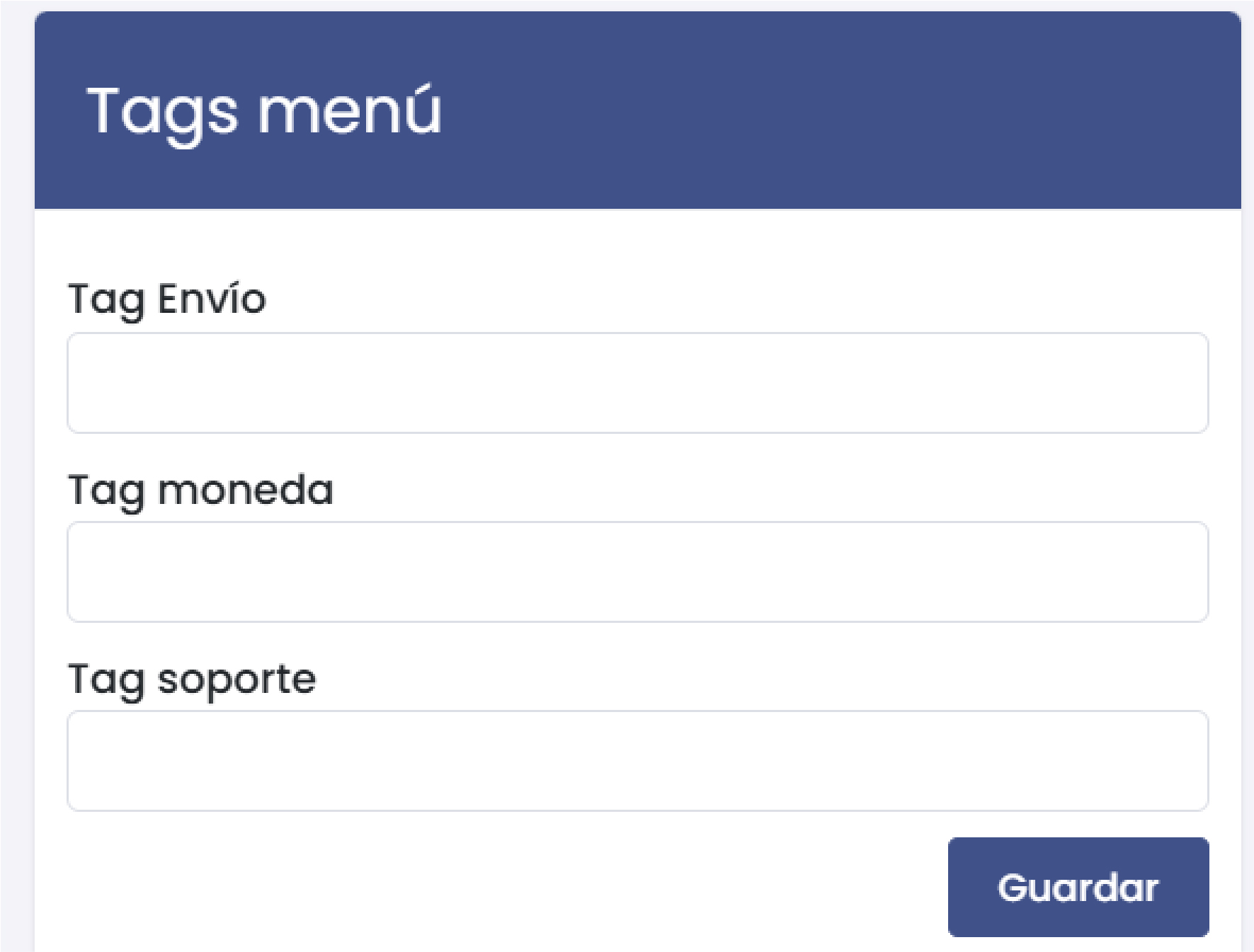 Tags Menú